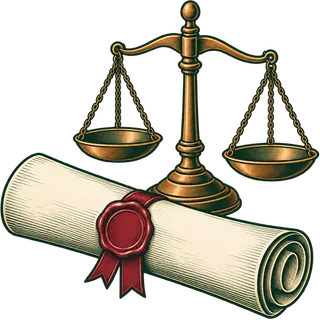 Engraved illustration of an official document with a wax seal